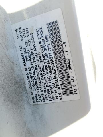 5FNRL5H65GB045211 Honda ODYSSEY EXL