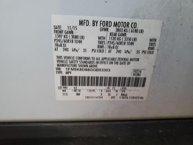 1FM5K8D88GGB53303 Ford EXPLORER XLT