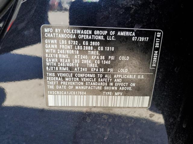 1V2CR2CA1JC517504 Volkswagen ATLAS SE