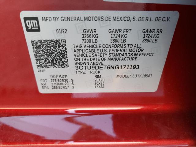 3GTU9DET6NG171193 GMC Sierra Limited K1500 Slt