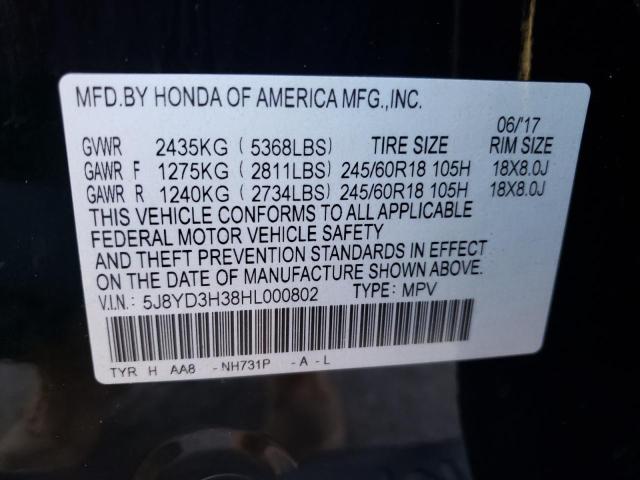 5J8YD3H38HL000802 Acura MDX