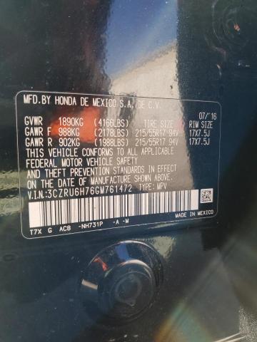 3CZRU6H76GM761472 Honda Hr-v Exl