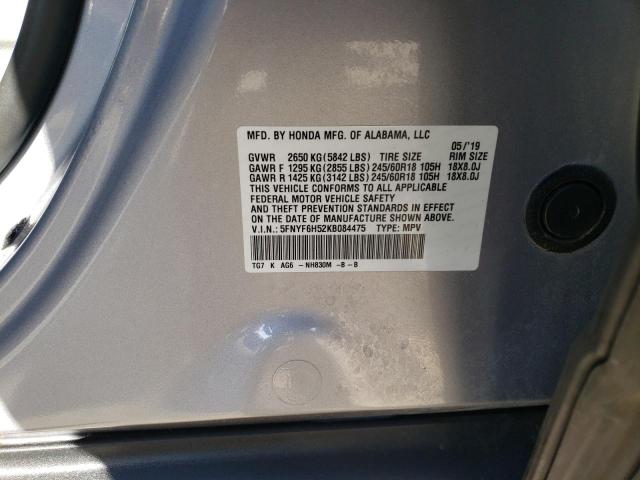 5FNYF6H52KB084475 Honda PILOT EXL