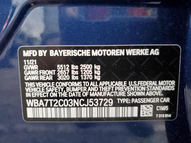 WBA7T2C03NCJ53729 BMW 740 I