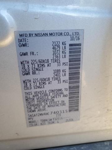 5N1AT2MV4HC740315 Nissan ROGUE SV