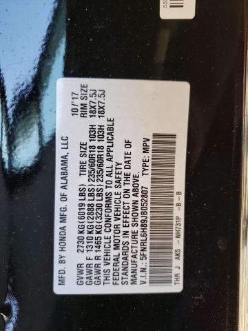 5FNRL6H89JB052807 Honda Odyssey Touring