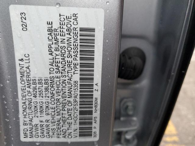 1HGCY2F53PA015358 Honda Accord Hybrid Sport