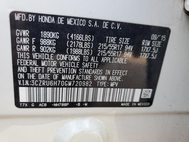 3CZRU6H70GM720982 Honda Hr-v Exl