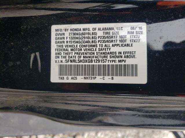 5FNRL5H3XGB129157 Honda ODYSSEY SE