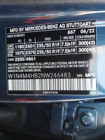 W1N4M4HB2NW246483 Mercedes-Benz Glb 250 4matic