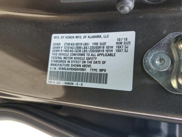 5FNRL6H95KB049901 Honda Odyssey Elite