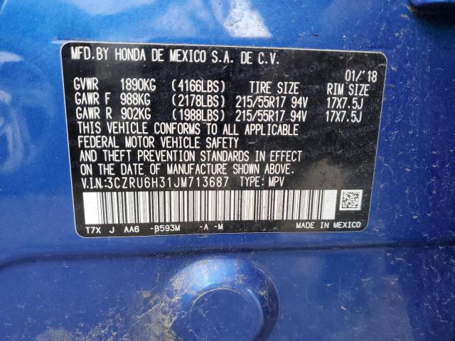 3CZRU6H31JM713687 Honda HR-V LX