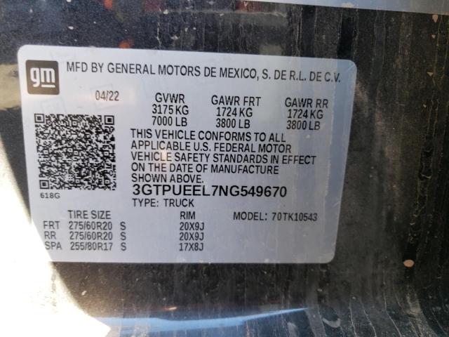 3GTPUEEL7NG549670 GMC Sierra K1500 At4