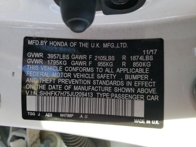 SHHFK7H75JU209413 Honda CIVIC EXL