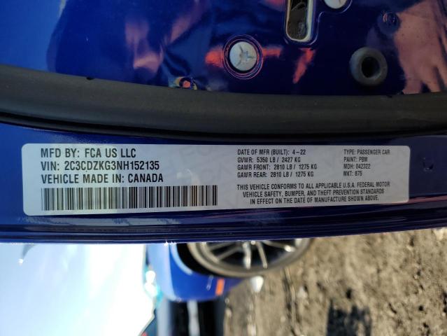 2C3CDZKG3NH152135 Dodge Challenger Gt