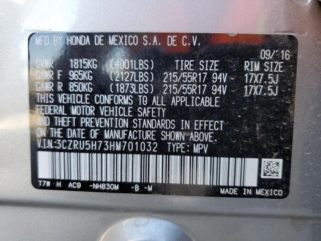3CZRU5H73HM701032 Honda Hr-v Exl