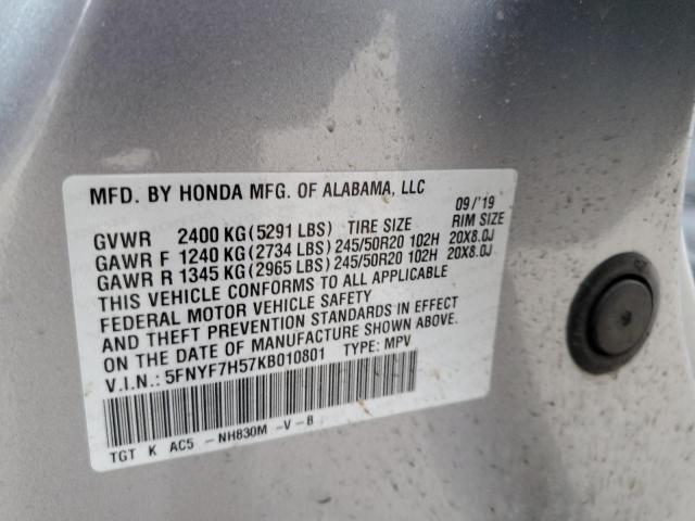 5FNYF7H57KB010801 Honda Passport Exl