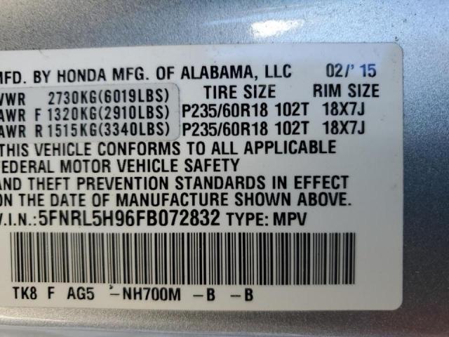 5FNRL5H96FB072832 Honda Odyssey Touring