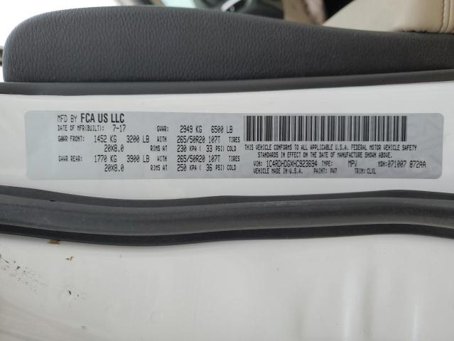 1C4RDHDGXHC923694 Dodge DURANGO GT