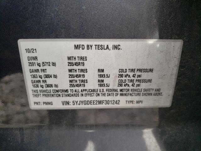 5YJYGDEE2MF301242 Tesla Model Y