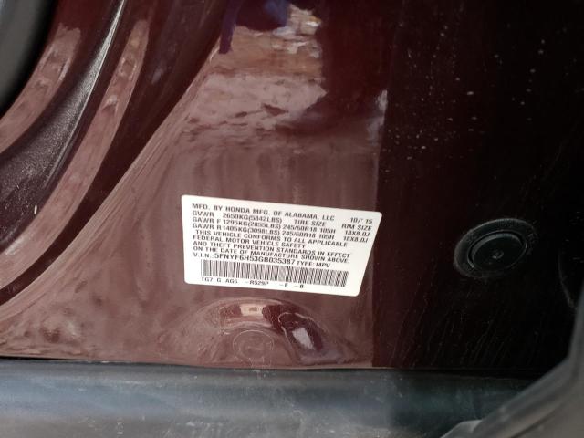 5FNYF6H53GB035387 Honda PILOT EXL