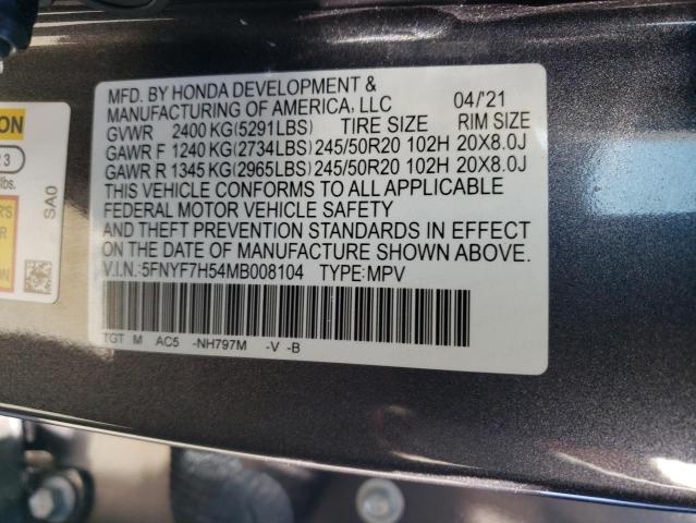 5FNYF7H54MB008104 Honda Passport Exl