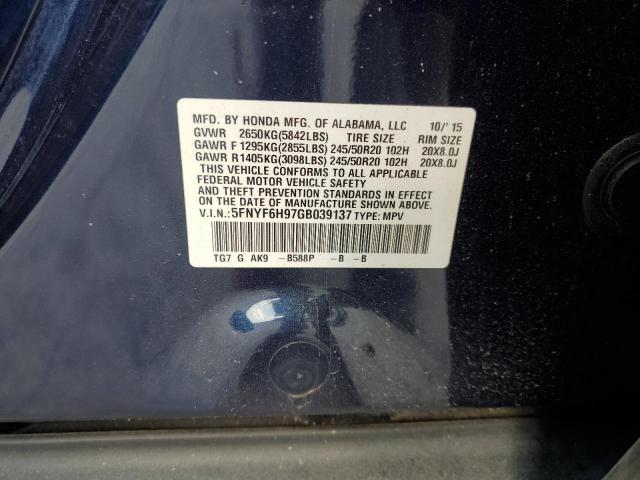 5FNYF6H97GB039137 Honda Pilot Touring