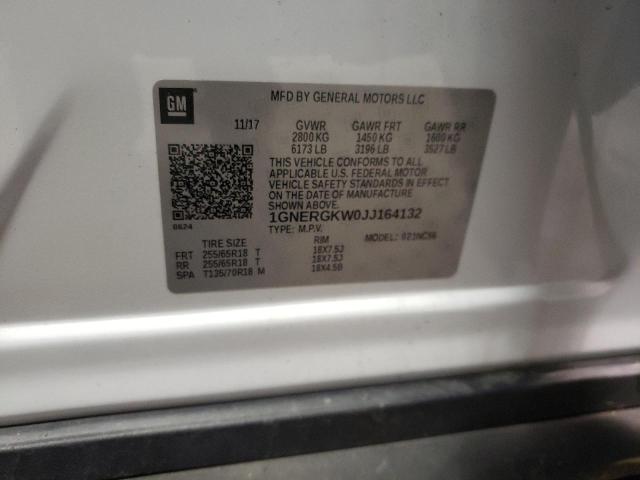 1GNERGKW0JJ164132 Chevrolet Traverse Lt