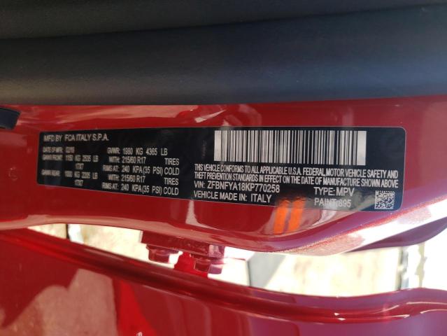 ZFBNFYA18KP770258 Fiat 500x Pop