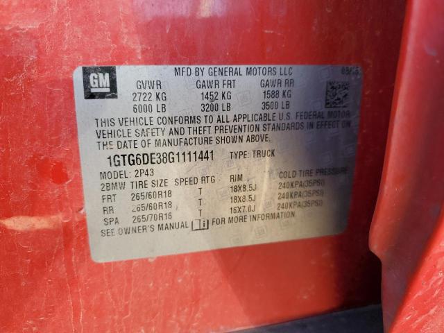 1GTG6DE38G1111441 GMC CANYON SLT