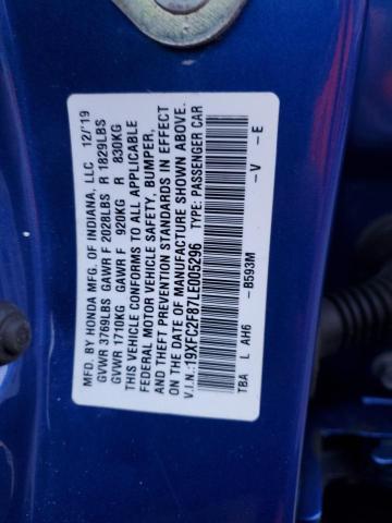 19XFC2F87LE005296 Honda Civic Sport