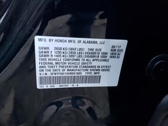 5FNYF6H14HB041665 Honda PILOT LX