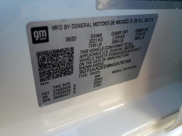 3GTUUCED8NG579759 GMC Sierra K1500 Elevation