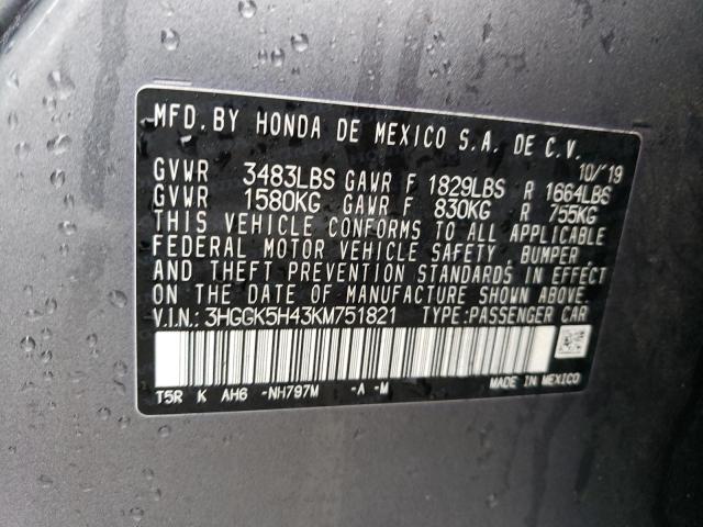 3HGGK5H43KM751821 Honda FIT LX