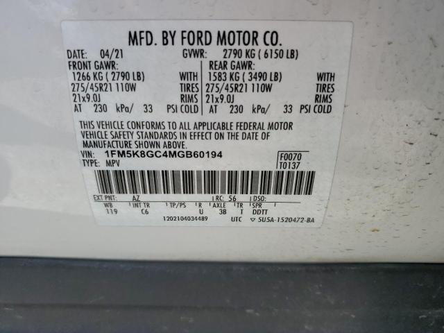 1FM5K8GC4MGB60194 Ford Explorer St