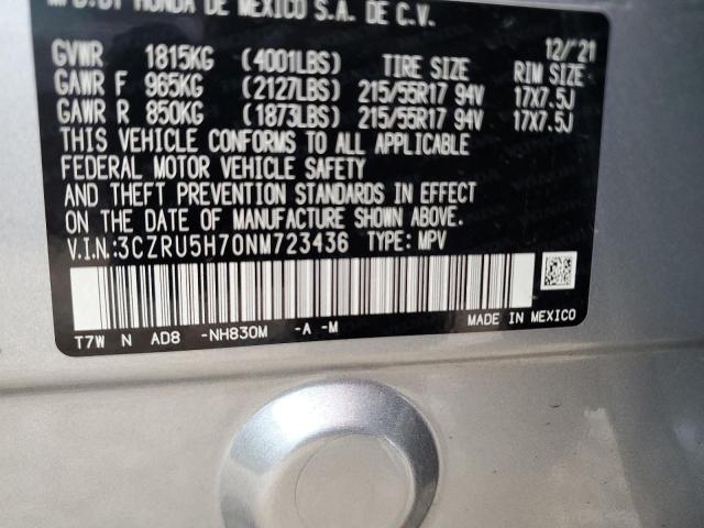 3CZRU5H70NM723436 Honda Hr-v Exl