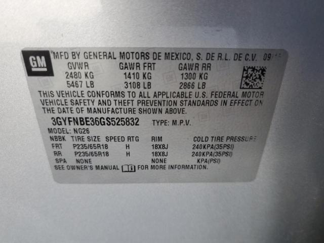 3GYFNBE36GS525832 Cadillac Srx Luxury Collection