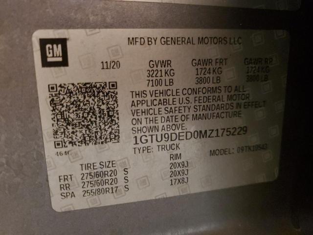 1GTU9DED0MZ175229 GMC Sierra K1500 Slt