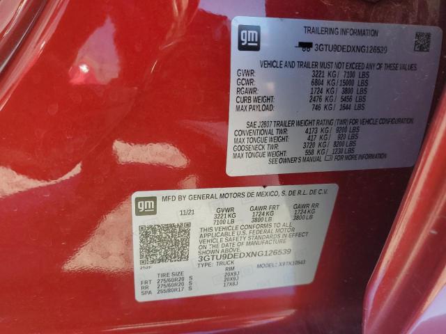 3GTU9DEDXNG126539 GMC Sierra Limited K1500 Slt