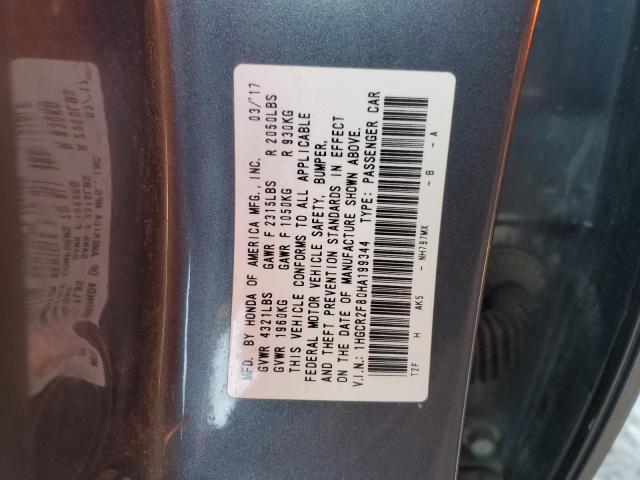 1HGCR2F80HA199344 Honda ACCORD EXL