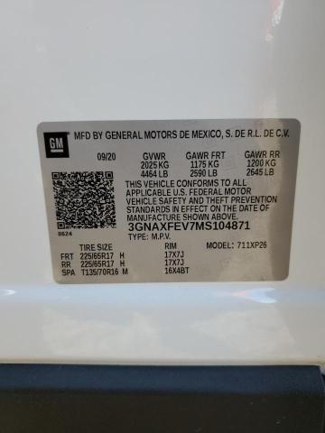 3GNAXFEV7MS104871 Chevrolet lyx