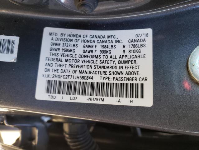 2HGFC2F71JH580844 Honda CIVIC EX
