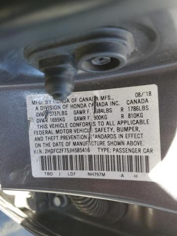 2HGFC2F75JH585416 Honda CIVIC EX