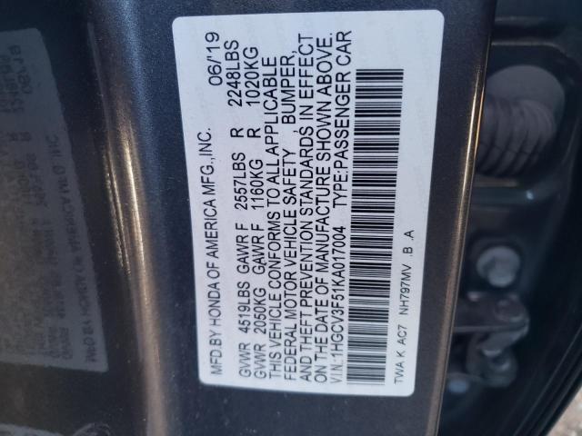 1HGCV3F51KA017004 Honda Accord Hybrid Exl