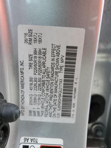 5J6RM3H94GL017743 Honda Cr-v Touring