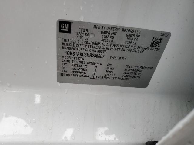 1GKS1AKC8HR286887 GMC YUKON SLE