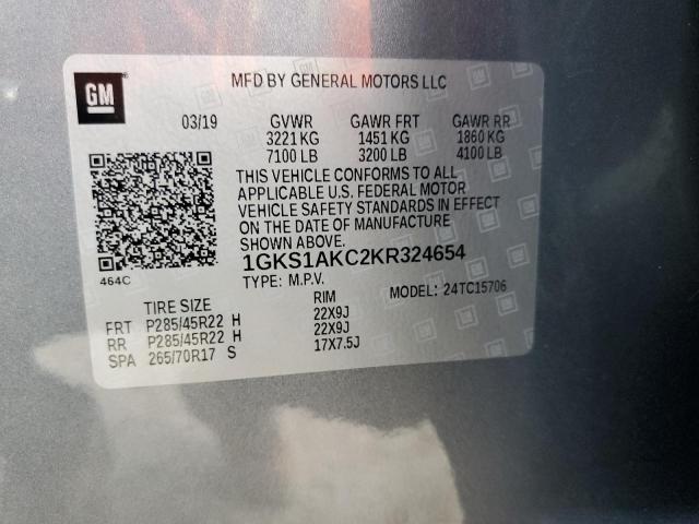 1GKS1AKC2KR324654 GMC YUKON SLE