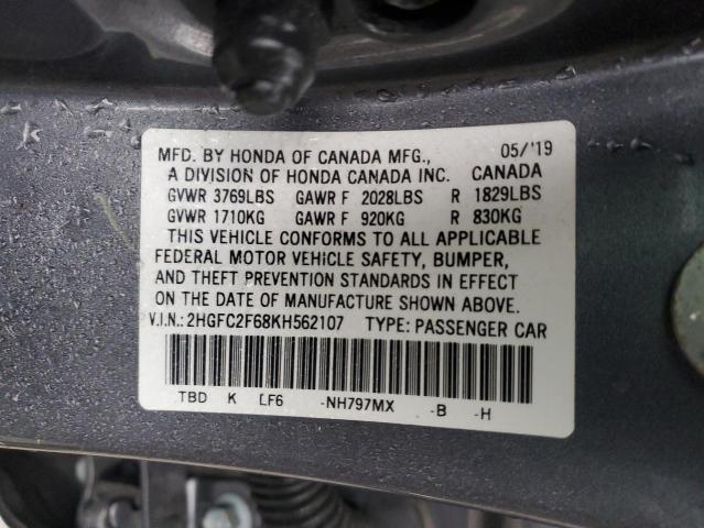 2HGFC2F68KH562107 Honda Civic Lx