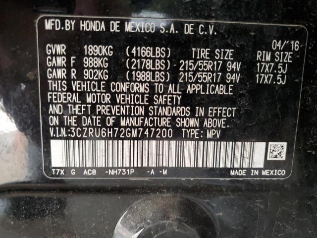 3CZRU6H72GM747200 Honda Hr-v Exl