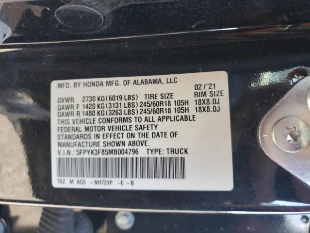 5FPYK3F85MB004796 Honda Ridgeline Black Edition